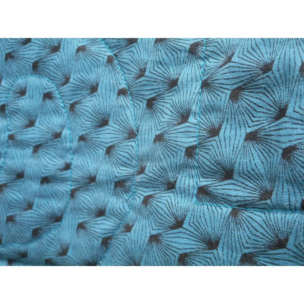 Vintage hand Quilted Wall Hanging Lap Blanket Blue Bayou 1990